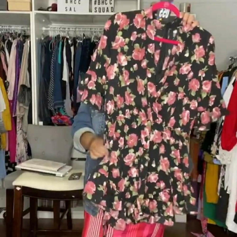 Black floral belted romper from Boohoo